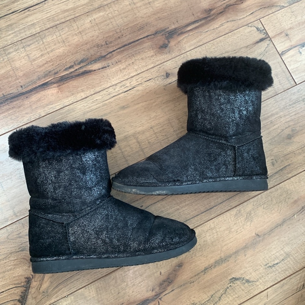 Joe Fresh black shimmery winter boots girls size 4 - Picture 7 of 12
